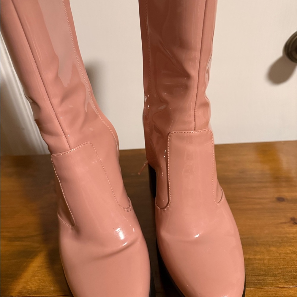 Gianni Bini Pink Patent Platform Boots Zippered - Picture 7 of 7